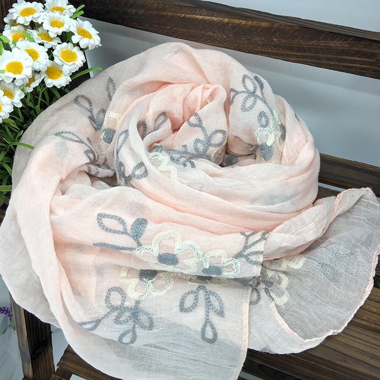 Spring And Summer Women's Artistic Ethnic Style Shawl Cotton Linen Versatile Long 10color 180X90CM