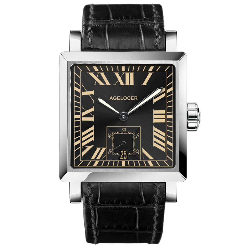 Waterproof Automatic Mechanical Watch Men's Watch Black Surface And Black Belt