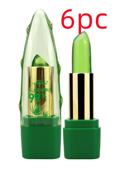 Aloe Vera Gel Color Changing Lipstick Gloss Moisturizer Anti-drying Desalination Fine-grain Lip Blam Care 6PCS