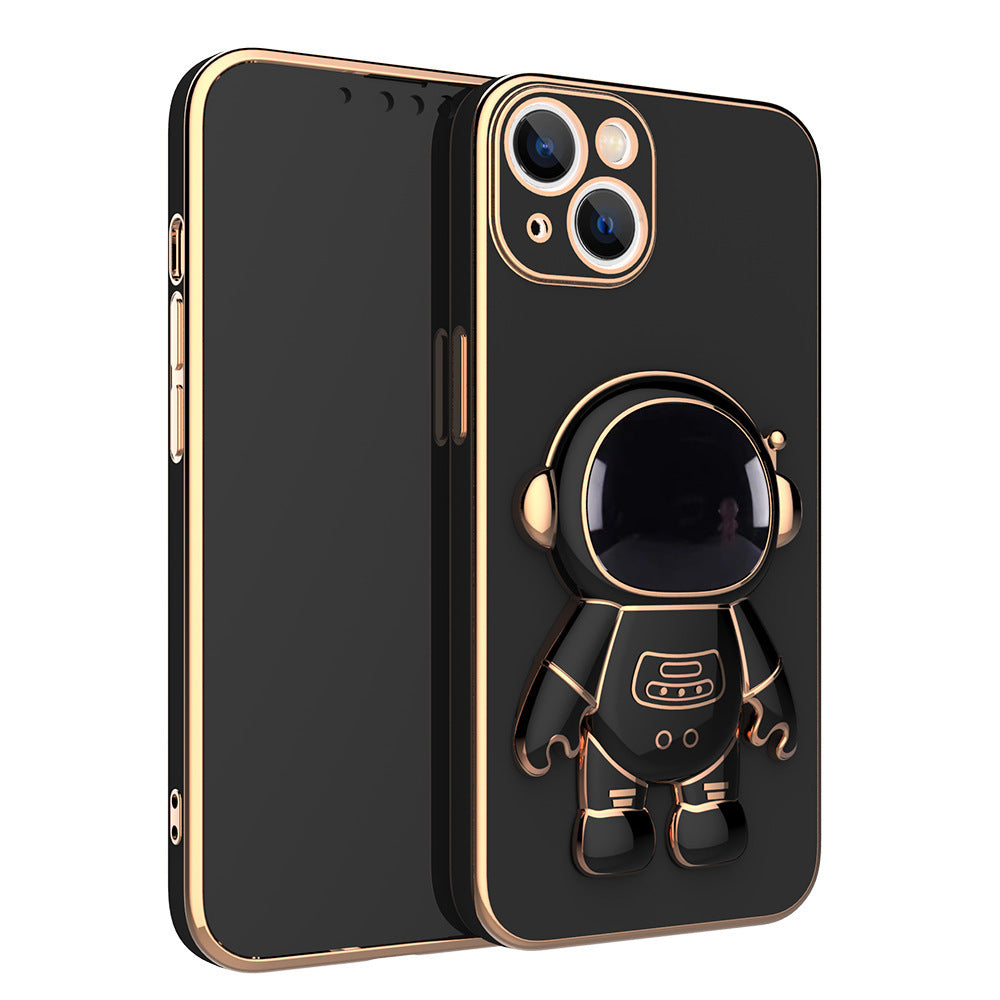 3D Astronaut Phone Case Anti-Drop Electroplating Bracket Black