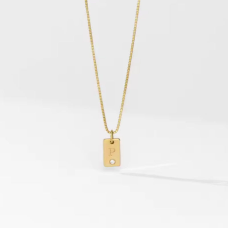 WILLOW TAG INITIAL NECKLACE WITH DIAMOND Personalized Letter Pendant Gold StainlessSteel Jewelry Christmas Day Gift For Mom