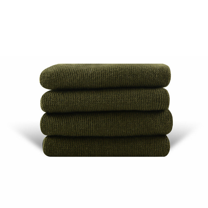 Solid Color High-elastic Mid-calf Boneless Macaron Colored Cotton Socks Army Green