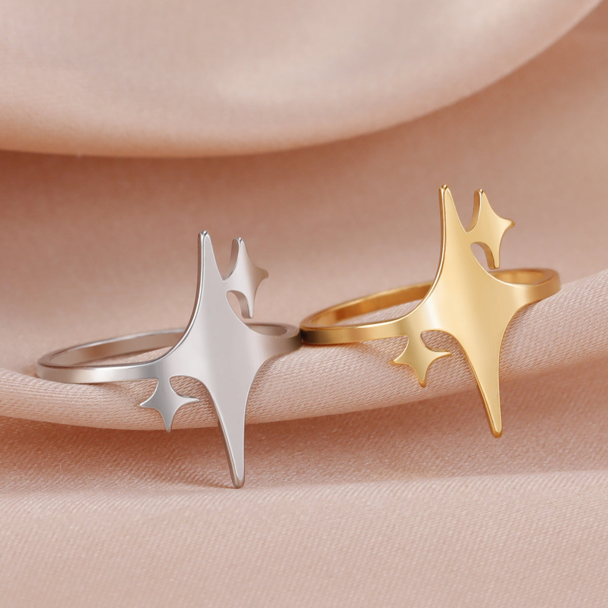 Simple Special-interest Design Square Star Ring