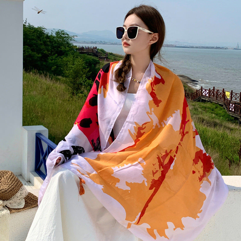 Women's Outer Scarf For Traveling In Western Sichuan Grassland Tianshan Blooming Default