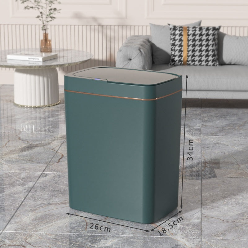 Polypropylene Smart Inductive Ashbin Kitchen With Lid Large Capacity Green Gold