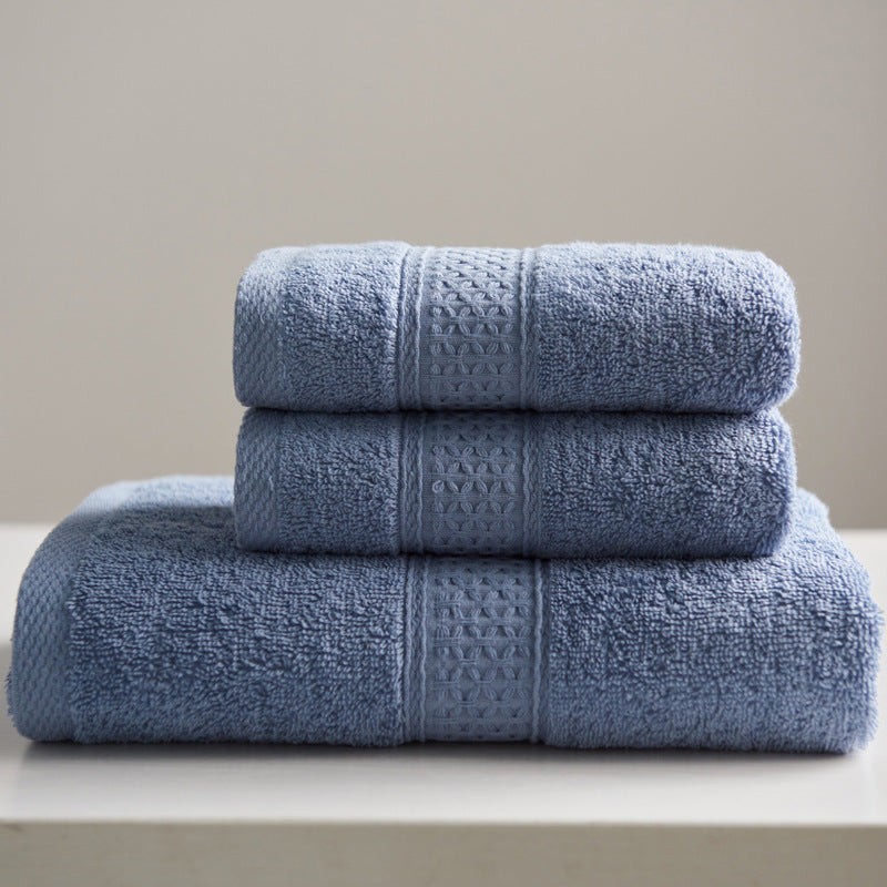 Minimalist Style Square Towel Towel Bath Towel Set Towel Pure Cotton Blue grey 3piece set