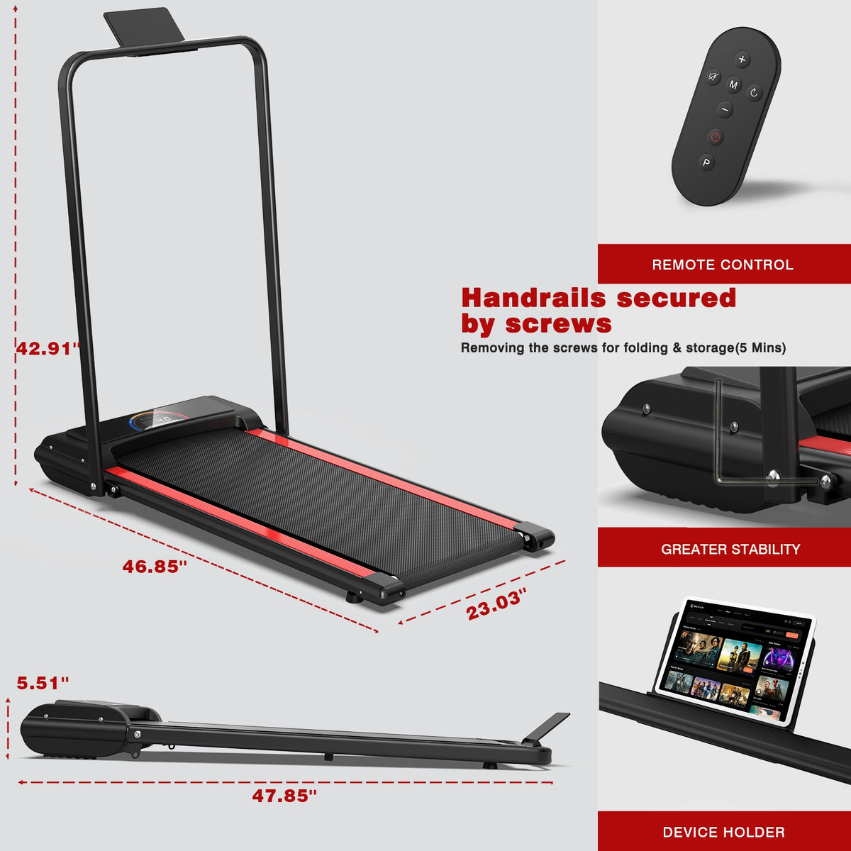 Q22-2A Treadmill walking & running pad with LED Display & Remote Control