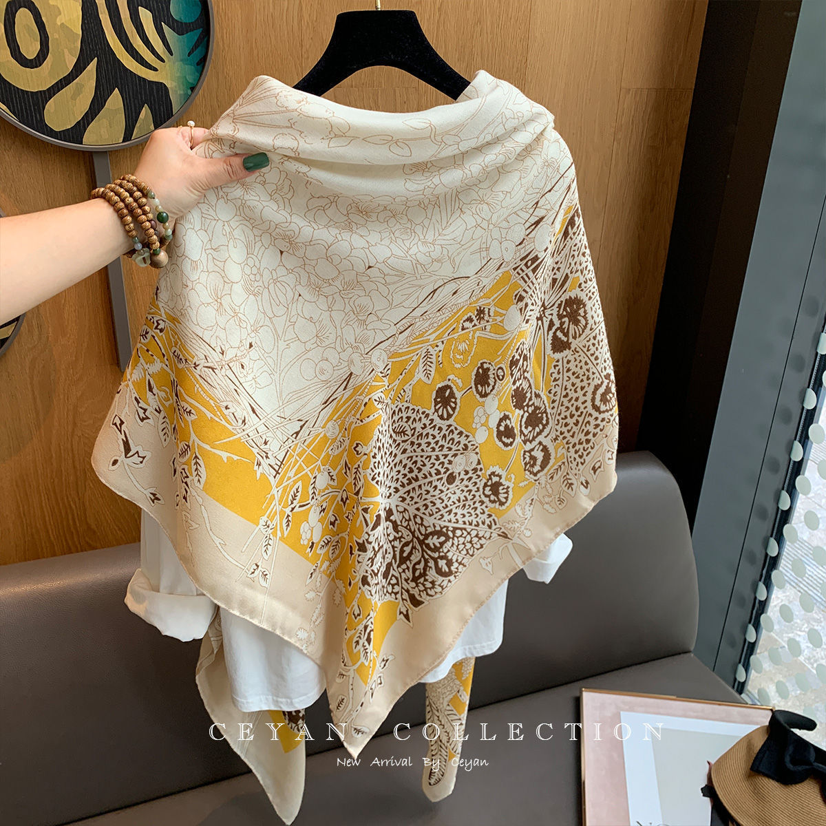 Sunscreen Large Kerchief Thin Silk Scarf Air-conditioned Room Outer Shawl MZF058 130X130cm