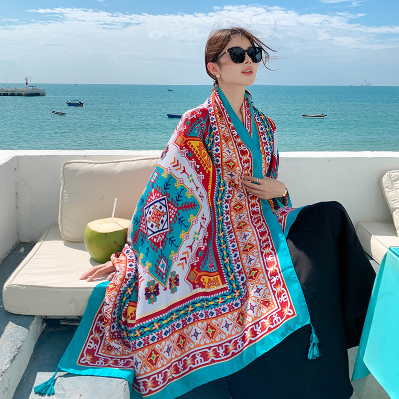 Sun-proof All-matching Shawl Beach Travel Dual-use Outdoor Beach Towel Picture 14 180X90cm