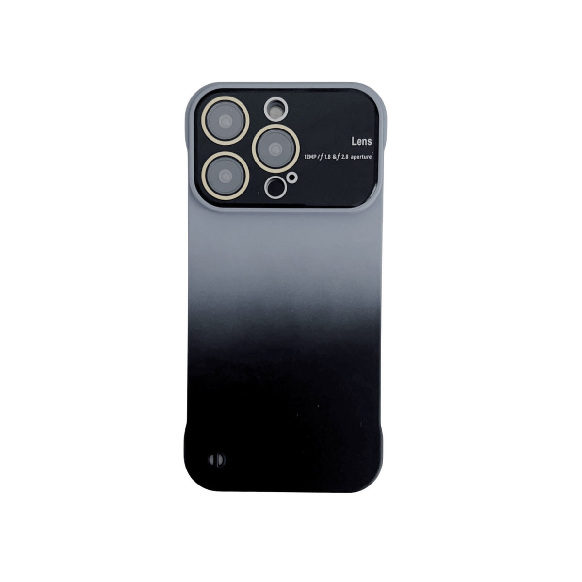 Phone Case Protective Frameless Large Window Hard Gradient Color Gray Black