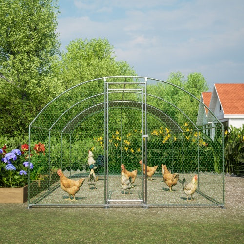 Large Chicken Coop Metal Chicken Track With Waterproof And UV Cover, Dome Shape Walk-In Fence Chicken Coop For Outdoor And Yard Farm Use
