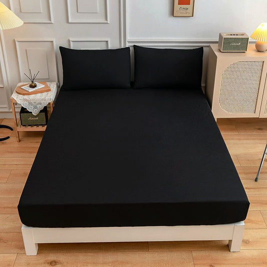 Students Cotton Bed Sheets Fitted Sheet Pillow Case Black