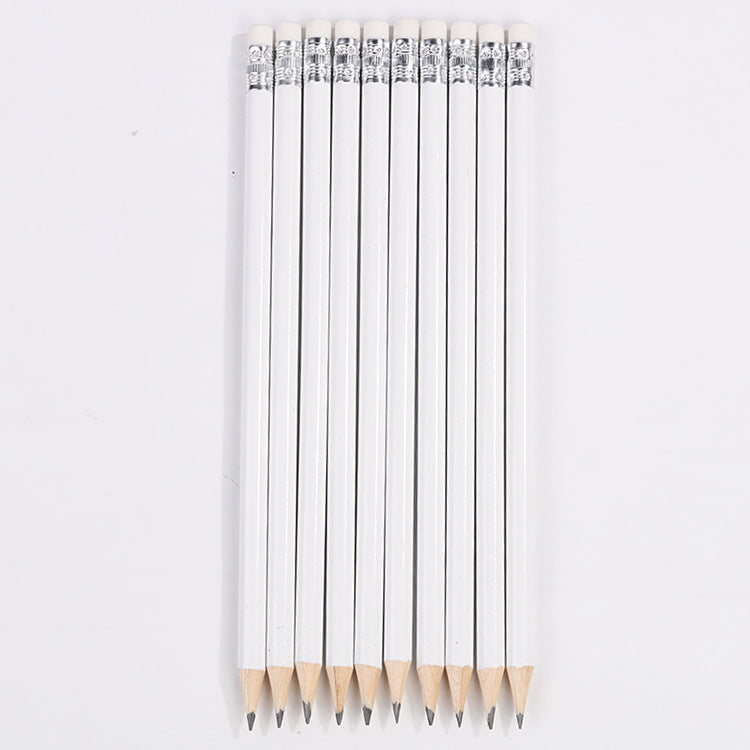 Primary School Stationery Set White Round Rod With Eraser Pencil
