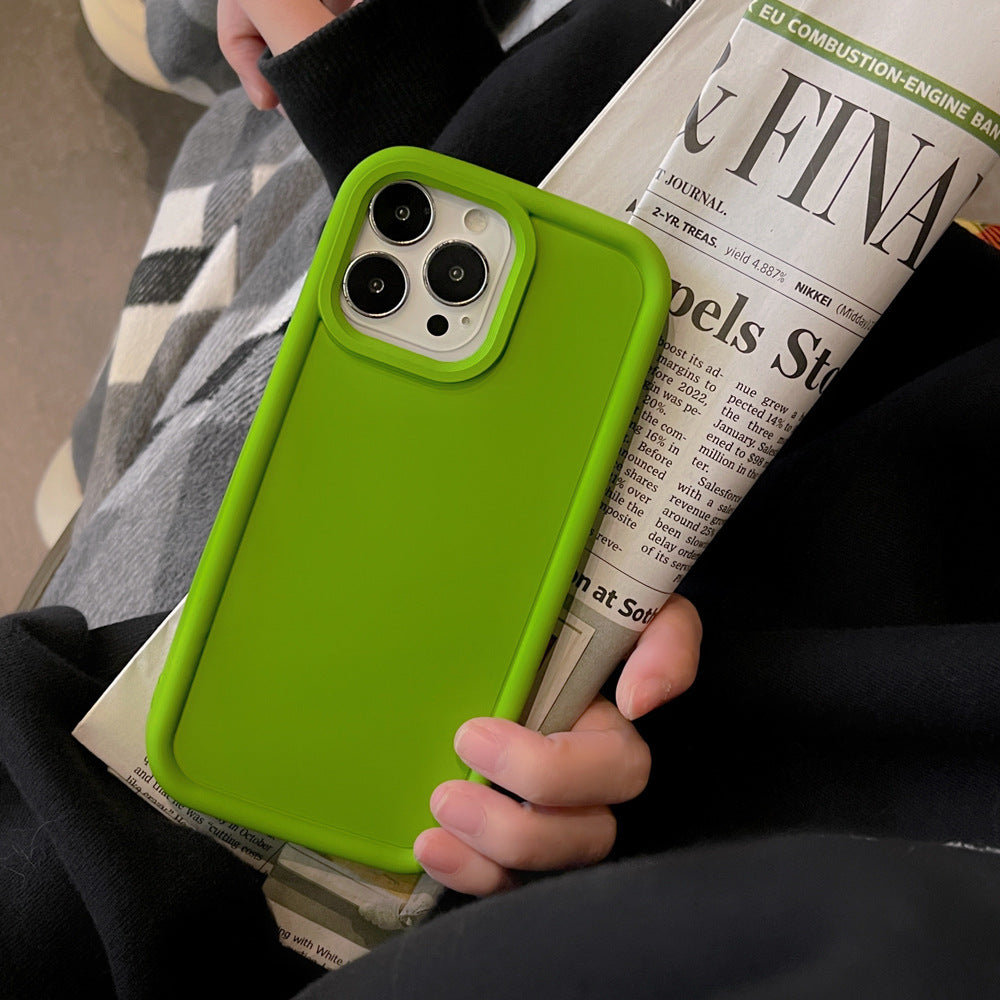 Silicone Phone Case Frosted Skin Feeling Full-cover Solid Color Couple Green