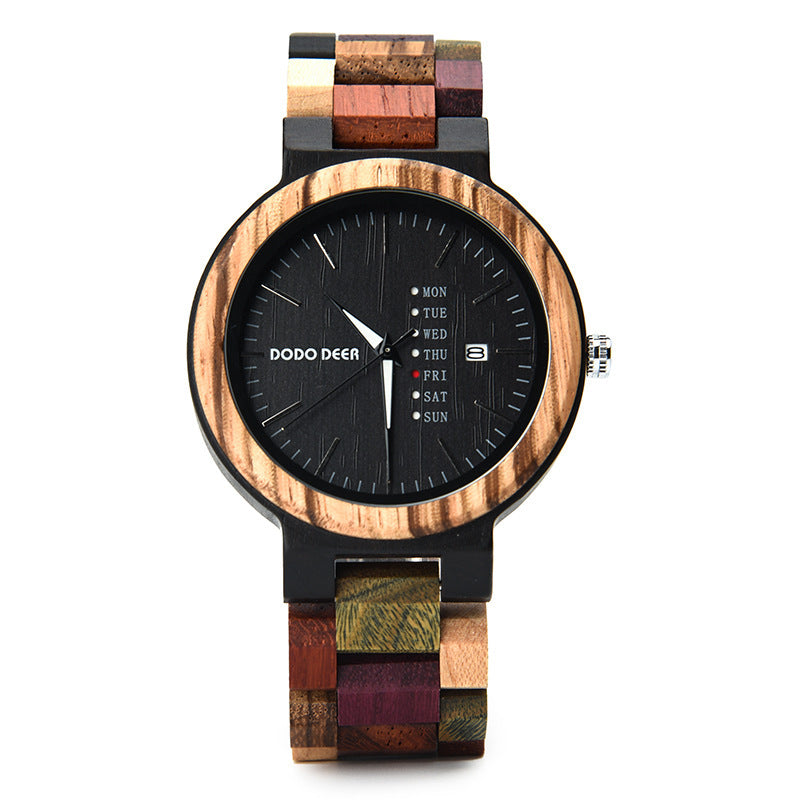 Wood Couple's European And American Style Calendar Watch A221 Men's