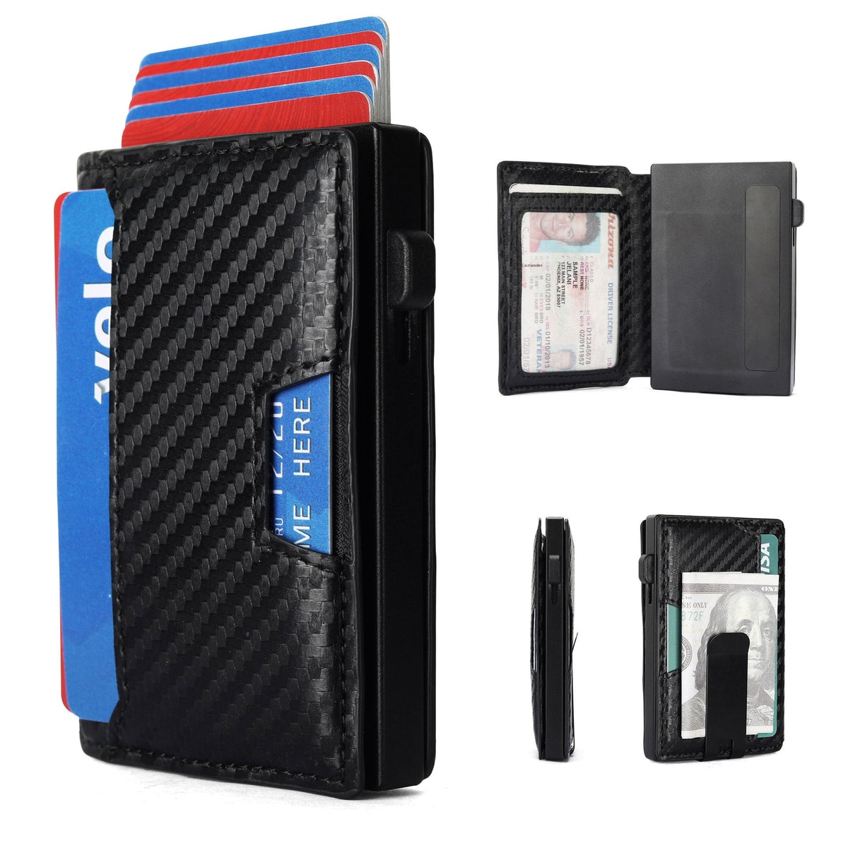 Wallet Creative Carbon Fiber Pattern Simple Men's Card Holder Black