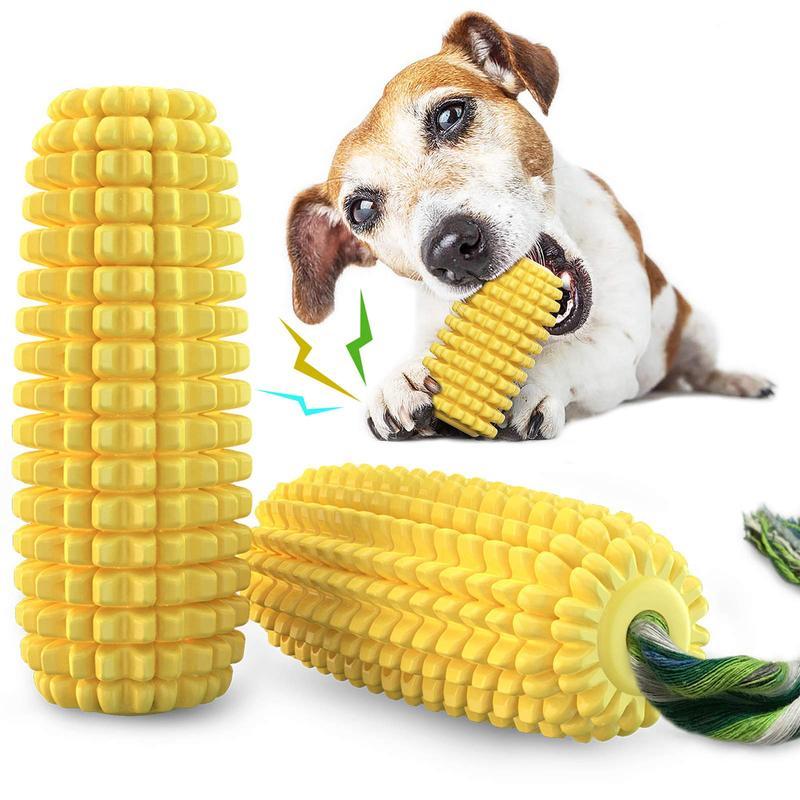 PROKEl Dog Chew Toys Corn Stick Toy For Smal MediumLarge Breed 5.8 Squeak Corn Stick Ropetoy Yellow