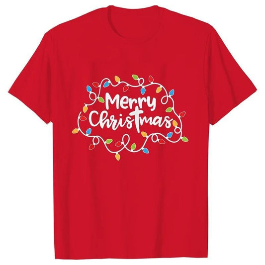 Men T-Shirt Christmas Lights Graphic Party T