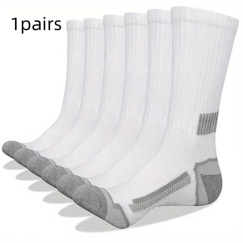 Men's Simple Basketball Mid-calf Socks White 42To47 1Pairs