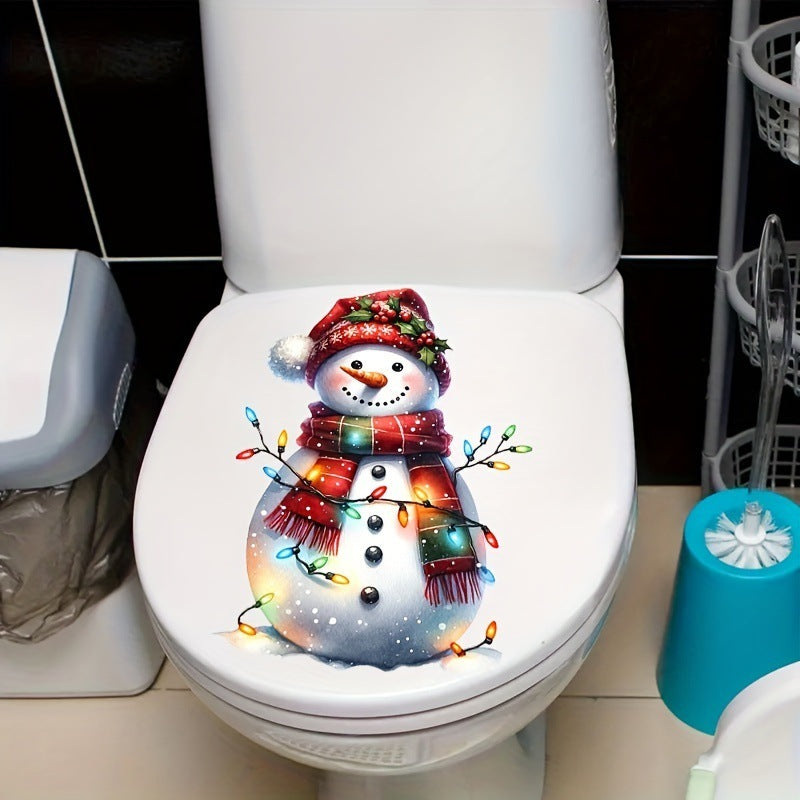 Snowman Christmas Light Bathroom Waterproof Stickers