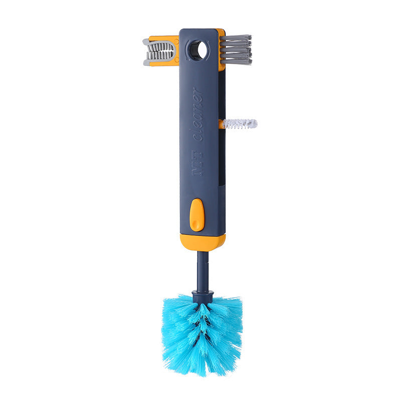 4 In 1 Bottle Gap Cleaner Brush Multifunctional Cup Cleaning Brushes Water Bottles Clean Tool Mini Silicone U-shaped Brush Kitchen Gadgets Blue