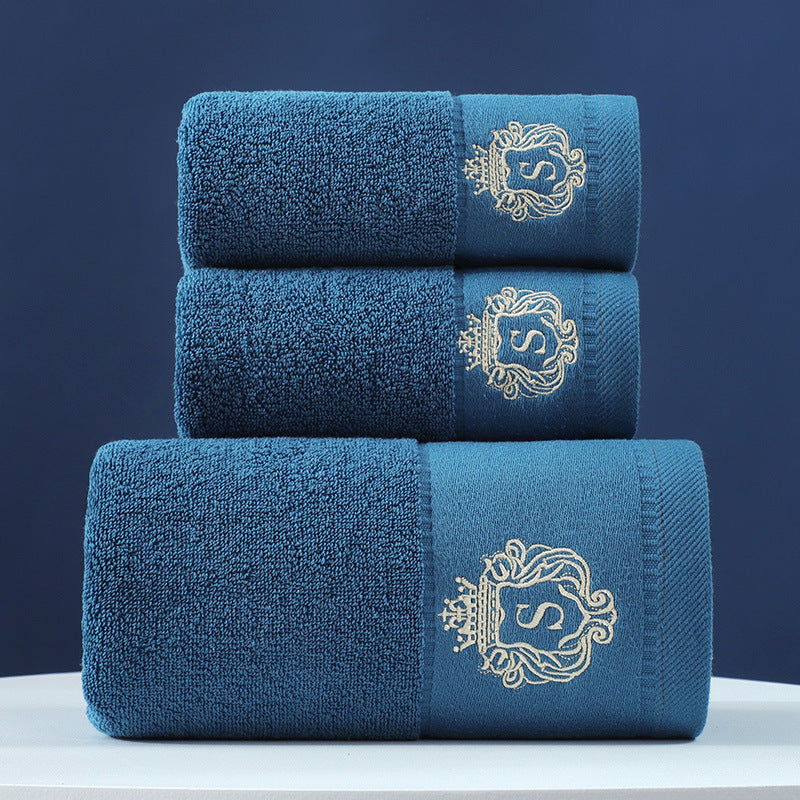 Pure Cotton Towels Three-piece With Hand Bath Towel Class Flat Frame Blue 1 Bath Towel And 2 Towels