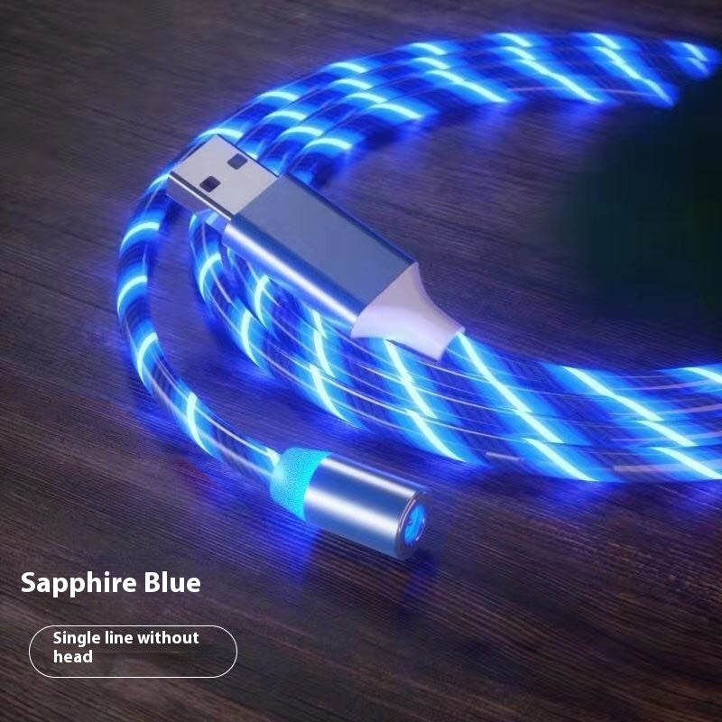 Magnetic Charging Cable Streamer Fast Charging Cable Lighting Micro USB Cable LED Magnet Charger Type-C Cable Blue 2m IPhone