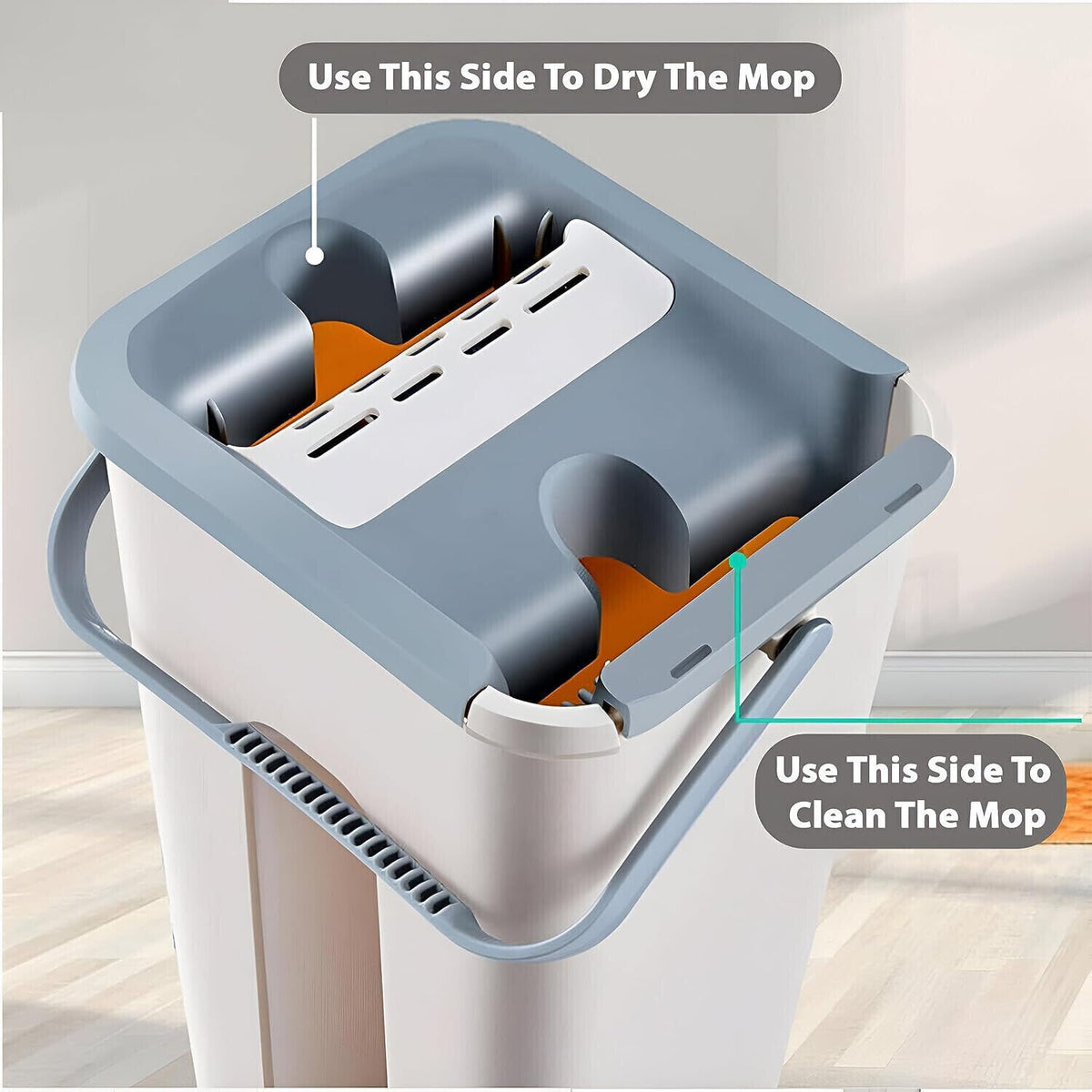 UK Multi Functional Wash Dry Mop And Bucket Set Flat Squeeze 10 Pads