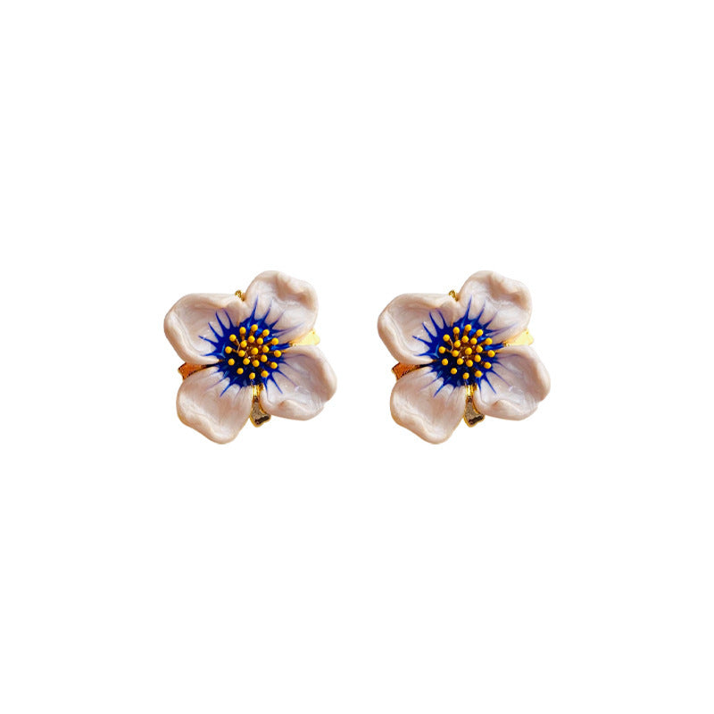 Beautiful Enamel Flower Stud Earrings Ear Studs
