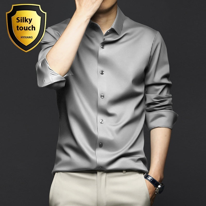 Long Sleeve Shirt Men's Anti-wrinkle Non-ironing Business Clothing Shirt C2128 6 Light Gray