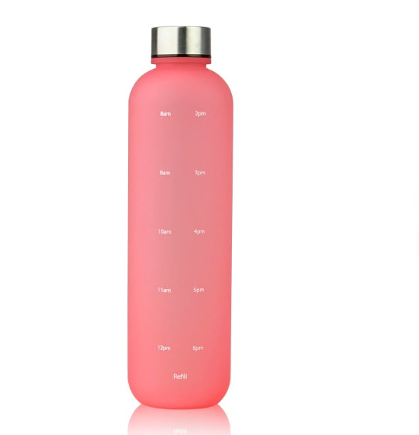 Plastic Water Bottle Frosted Gradient Sports Handle Pink 1L