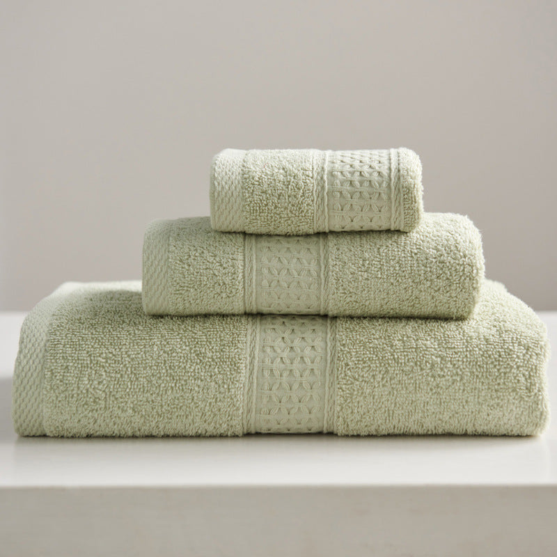 Minimalist Style Square Towel Towel Bath Towel Set Towel Pure Cotton Emerald green 3piece set