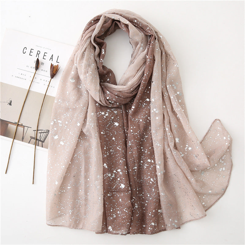 Hot Silver Gradient Personalized Scarf Thickened Warm Scarf Dual-use Shawl Dark Khaki 180X90CM