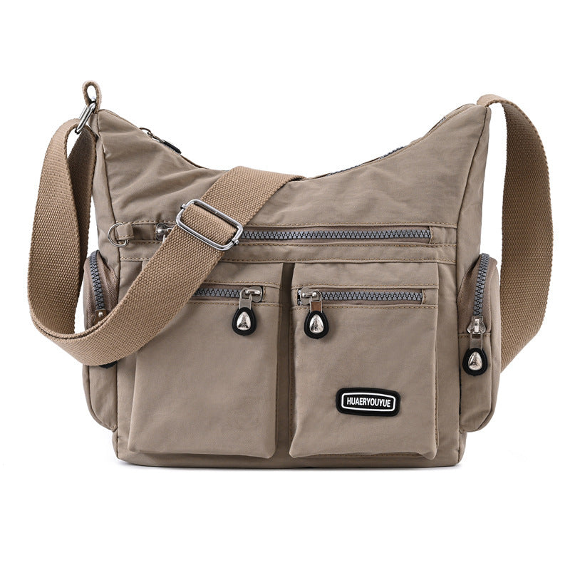 Women Shoulder Bags Multiple Pockets Waterproof Crossbody Bags Apricot