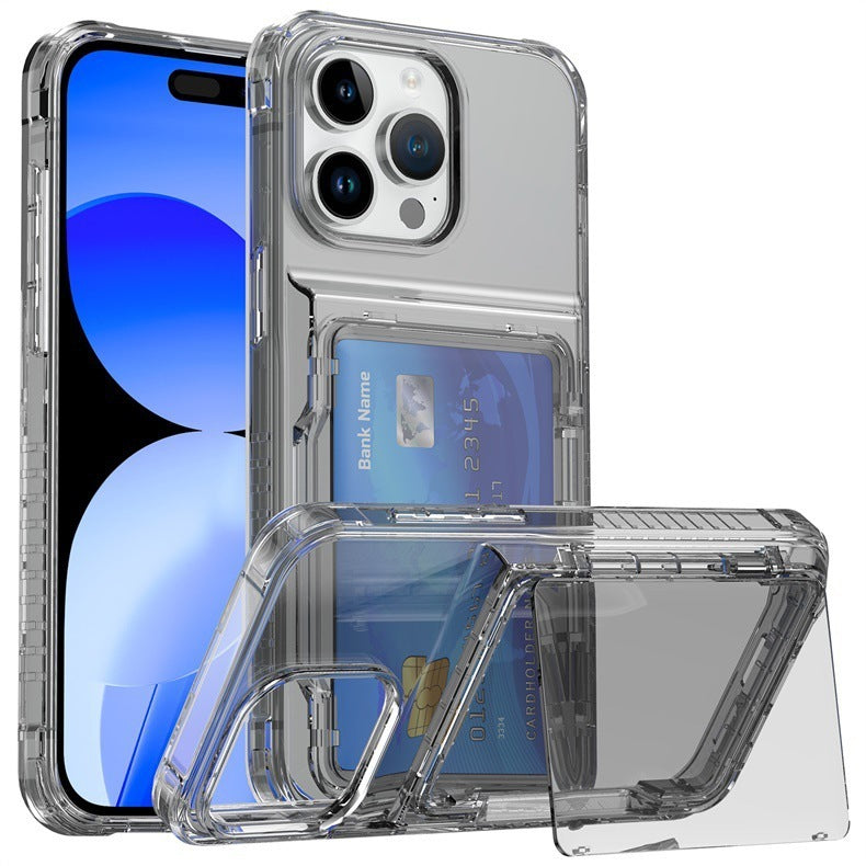Transparent Phone Case Flip Card Holder Transparent Black