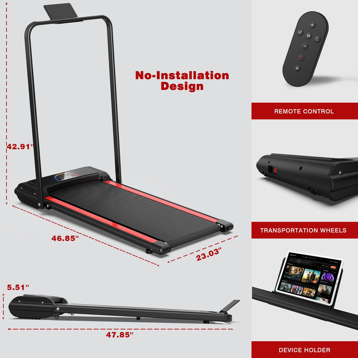 Q22-2A Treadmill walking & running pad with LED Display & Remote Control