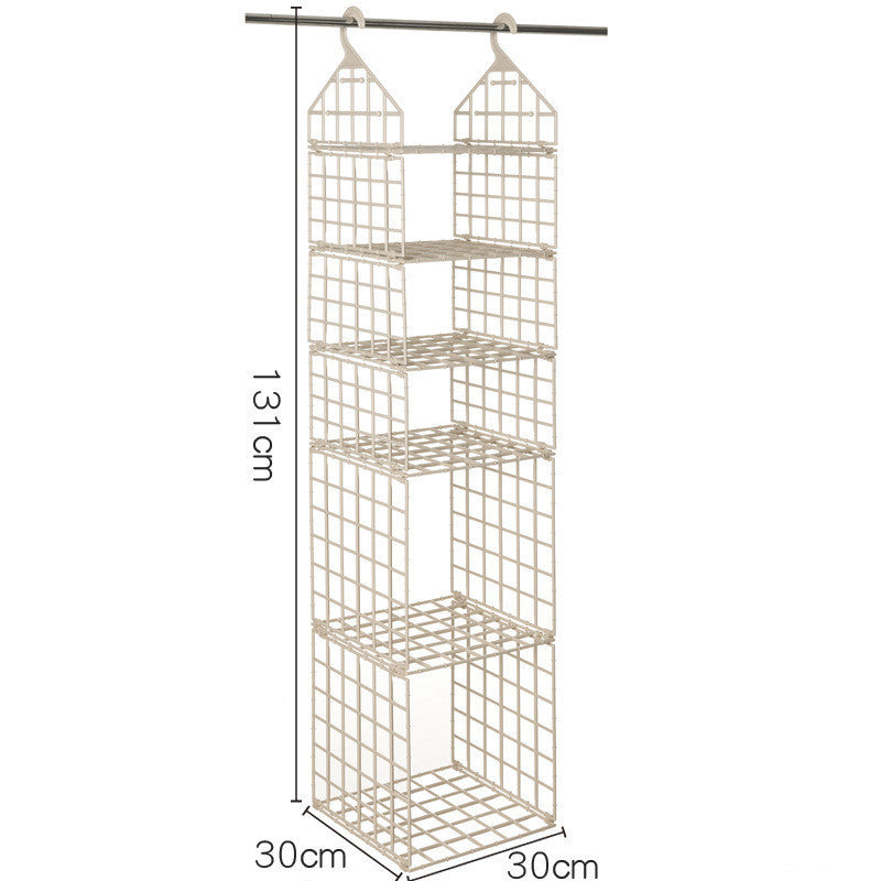 Foldable Space-saving Combination Hanging Clothes Storage Rack Khaki 3 Style