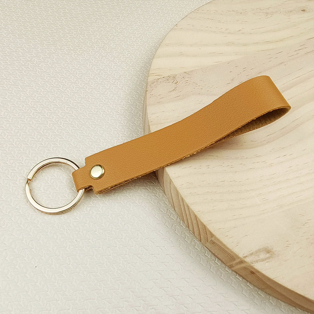 Versatile Solid Color Leather Keychain Antique bronze