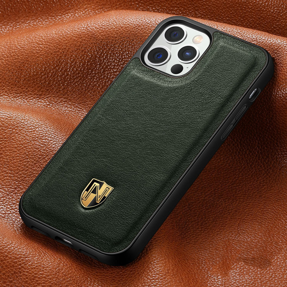 Leather Phone Case Luxury Top Layer Leather Green