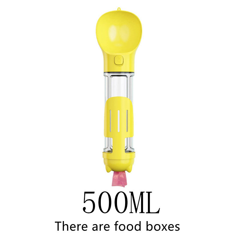 Pet Multi-functional Water Bottle 500ML has food box Yellow