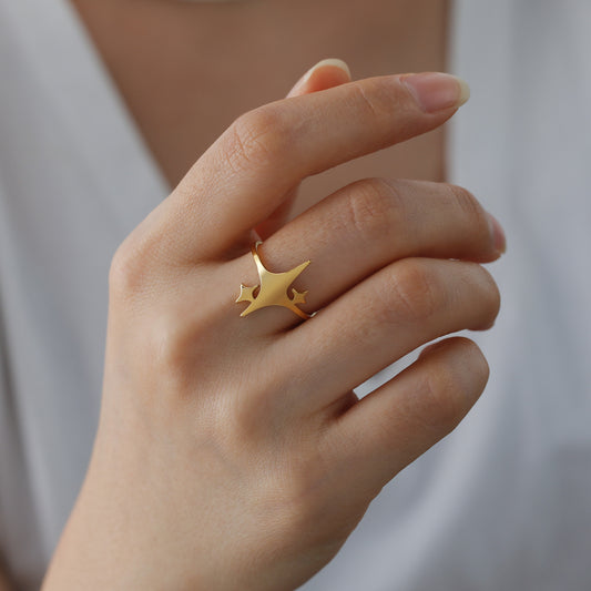 Simple Special-interest Design Square Star Ring