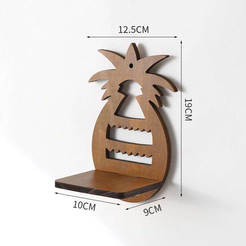 Retro Wall Home Decor Hydroponic Plant Solid Wood Shelving Pineapple water bottle