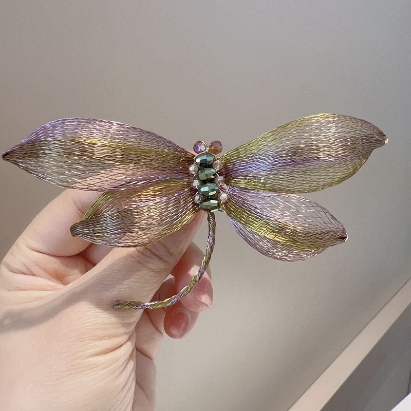 Retro High-grade Gradient Two-color Brooch Dragonfly Elegant Pink Champagne