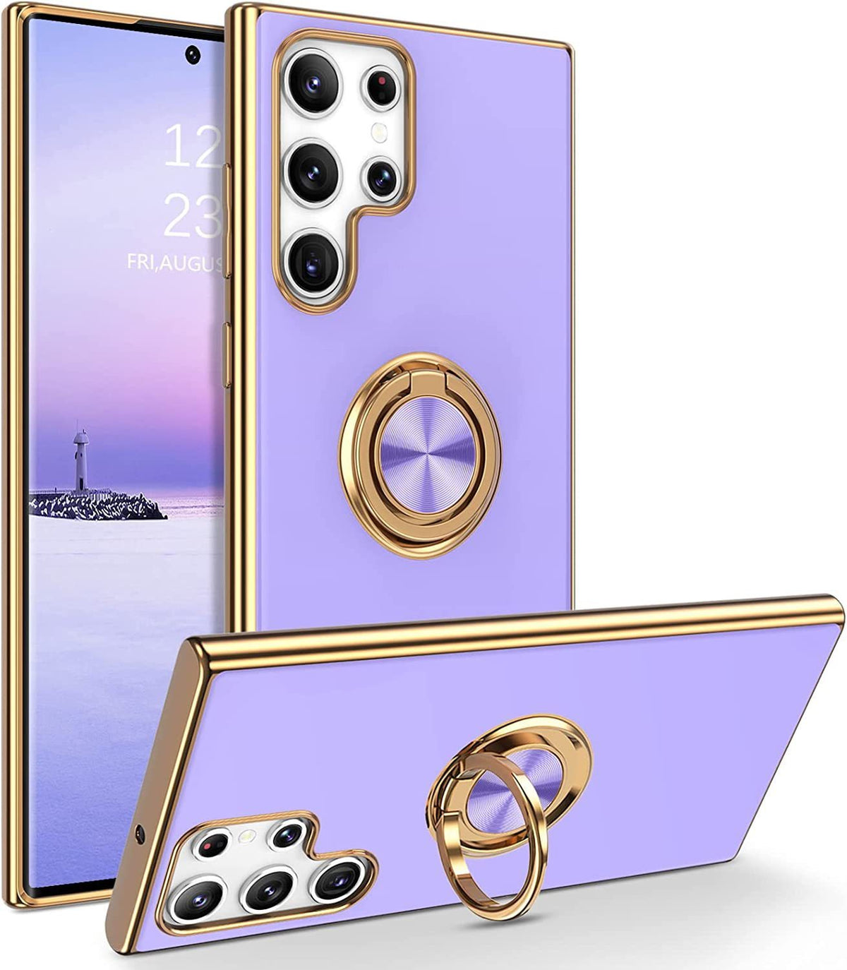 Applicable M54 Phone Case 6D Ring On-board Bracket Silicone Protective Sleeve Electroplating Lilac Purple
