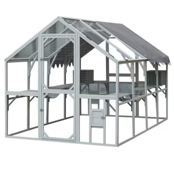 Outdoor Cat House Cat Enclosure Grey