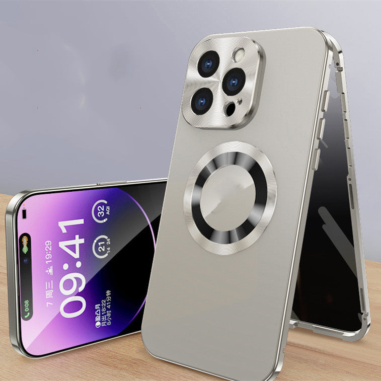 Magnetic Cell Phone Case With Anti-peep Metal Clip Leakage Tag Titanium Gold