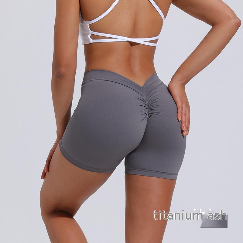 Women's Nylon Tight Shorts Training Sports Running Titanium Gray