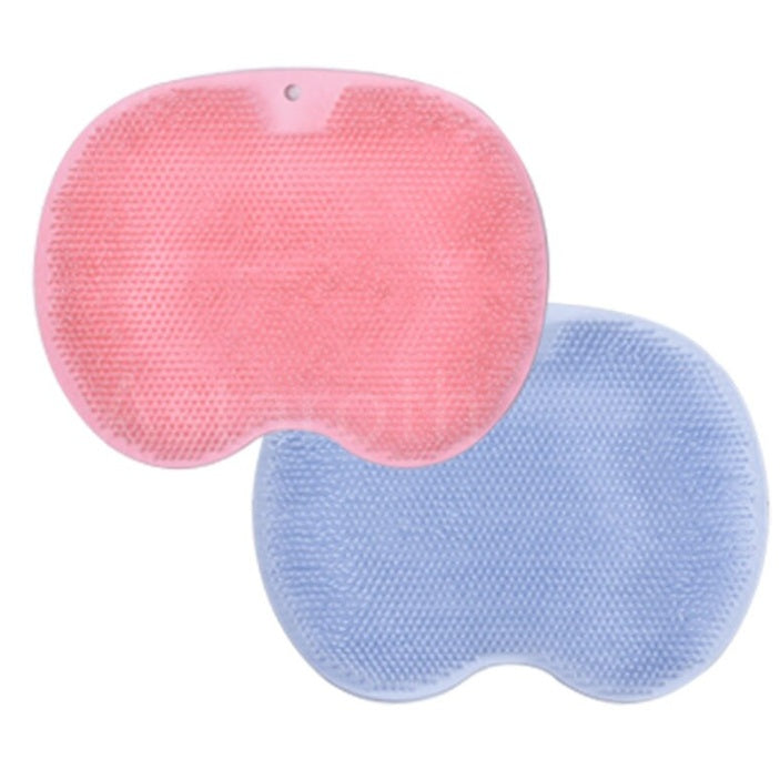 Massage Bath Brush Bathroom Non-slip Bath Mat Back Massage Brush Silicone Suction Cup Foot Rub Pad Body Cleaning Bathing Tool Pink and blue 23x30cm