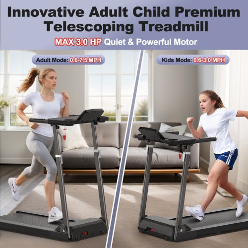 Treadmill With Desk Workstation Adjustable Height, 300 LBS Weight Capacity, Folding Treadmill With Bluetooth Speaker , Portable Walking Pad Treadmill With Desktop For Home Office