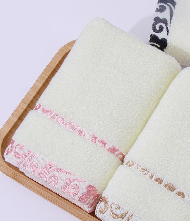 High quality pure cotton crepe-free jacquard Xiangyun thickening face towel Pink 34X75CM